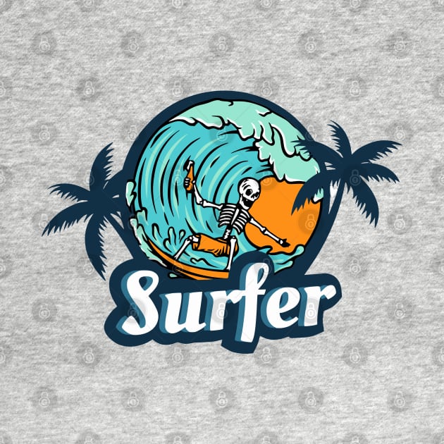 Skull Surfer Surfing Lover by Odetee